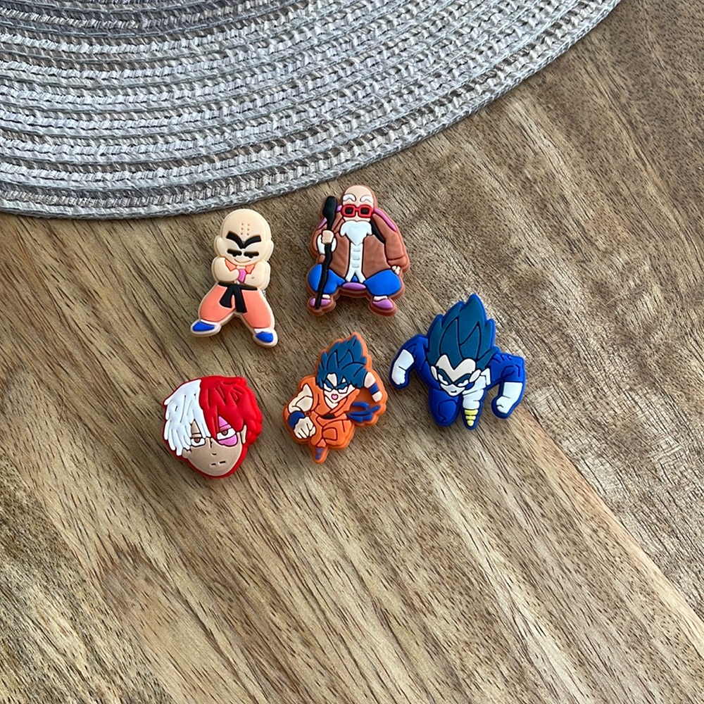 Yu gi oh Naruto anime croc charms set of 5